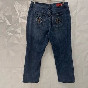 Hippie Chick Blue Jeans Sz 18 women’s BE BERT LE ROUGE peace sign